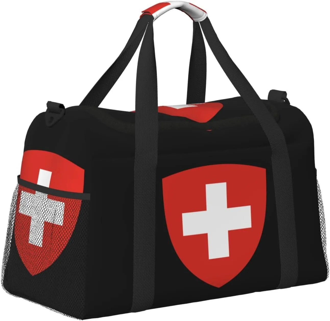 National Emblem Of Switzerland Travel Duffel Bag Large Foldable Waterproof Overnight Bag For Beach Swim Bags Pool Sports Gym