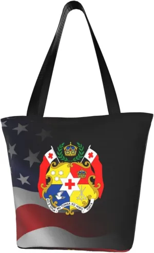 National Emblem of Tonga Women'S Casual One Shoulder Carry Shopping Bag Large Capacity Working Storage Handbag
