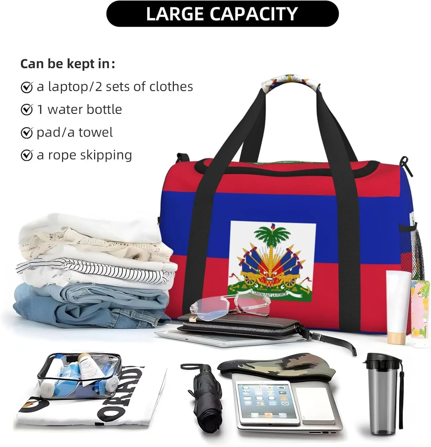 National Flag Travel Duffel Bag Large Foldable Waterproof Overnight Bag For Beach Swim Bags Pool Sports Gym