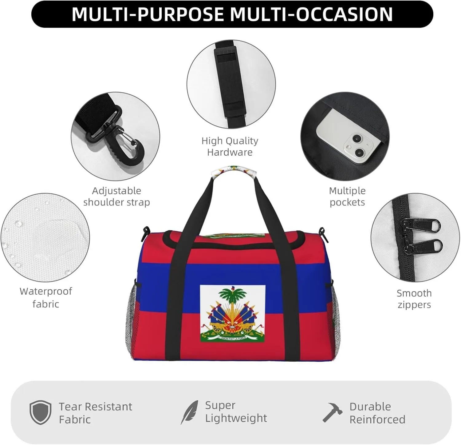 National Flag Travel Duffel Bag Large Foldable Waterproof Overnight Bag For Beach Swim Bags Pool Sports Gym