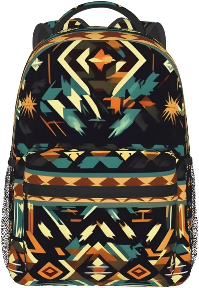Native American Patterns Print Laptop Backpack Stylish Bookbag College Daypack Travel Business Work Bag For Men Women