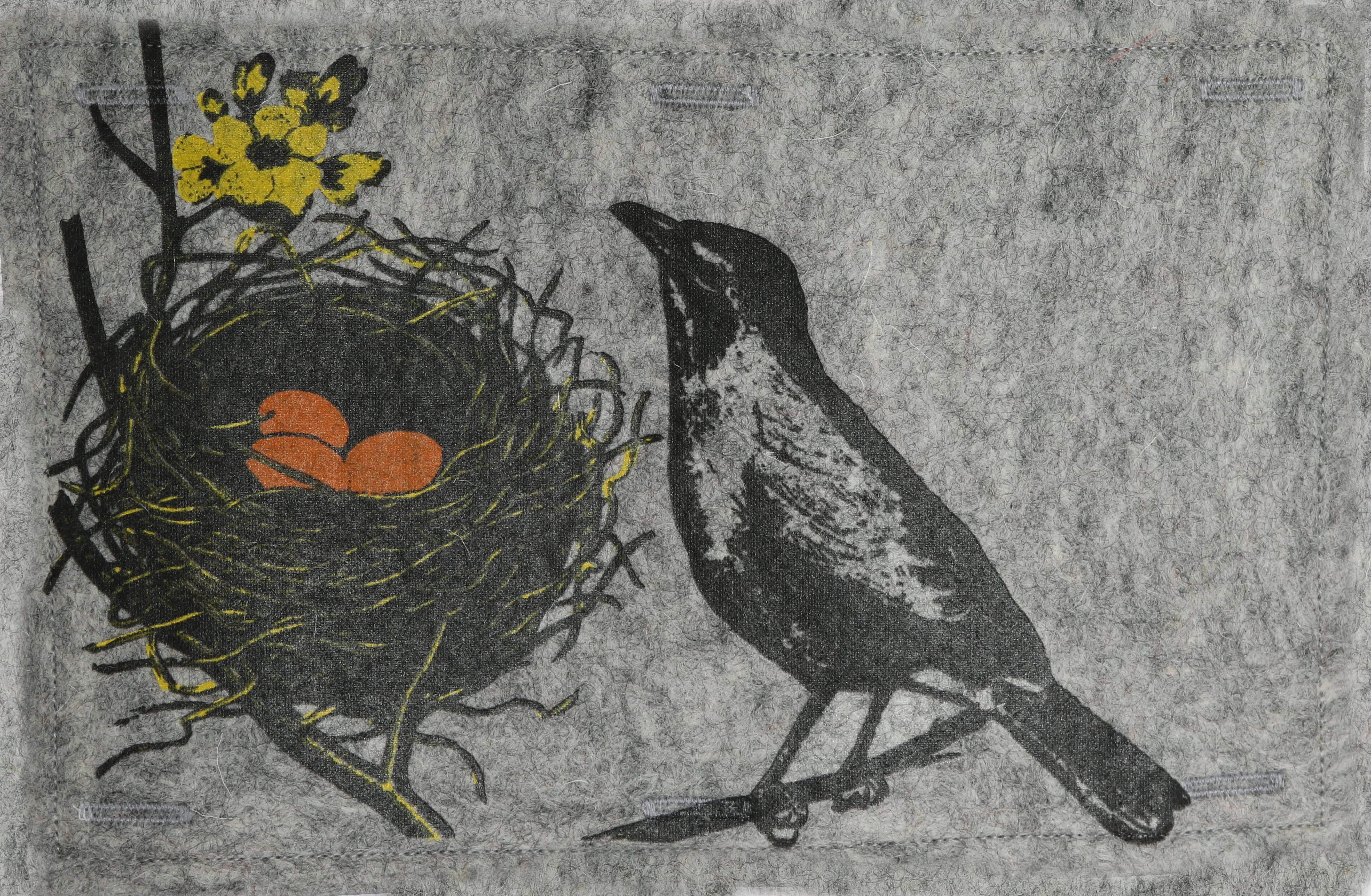 Nature Button On Hand Printed Art Panels