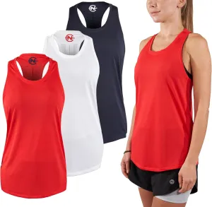 Nautica Competition 3 Pack Workout Tank Tops for Women Active Athletic Gym Workout Running Exercise Yoga Dry-Fit Fabric