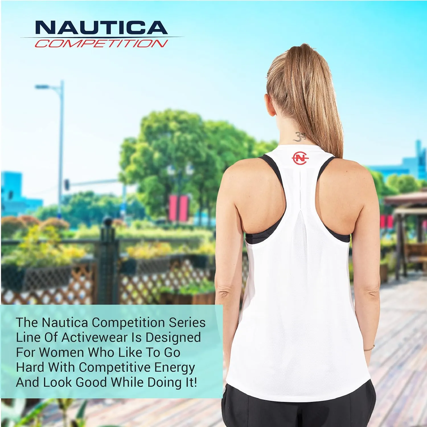 Nautica Competition 3 Pack Workout Tank Tops for Women Active Athletic Gym Workout Running Exercise Yoga Dry-Fit Fabric