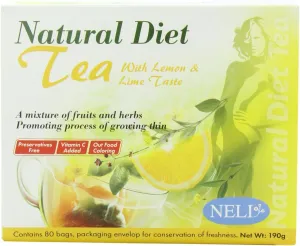 Neli Natural Diet Tea Lemon and Lime Taste Tea Bags, 80-count