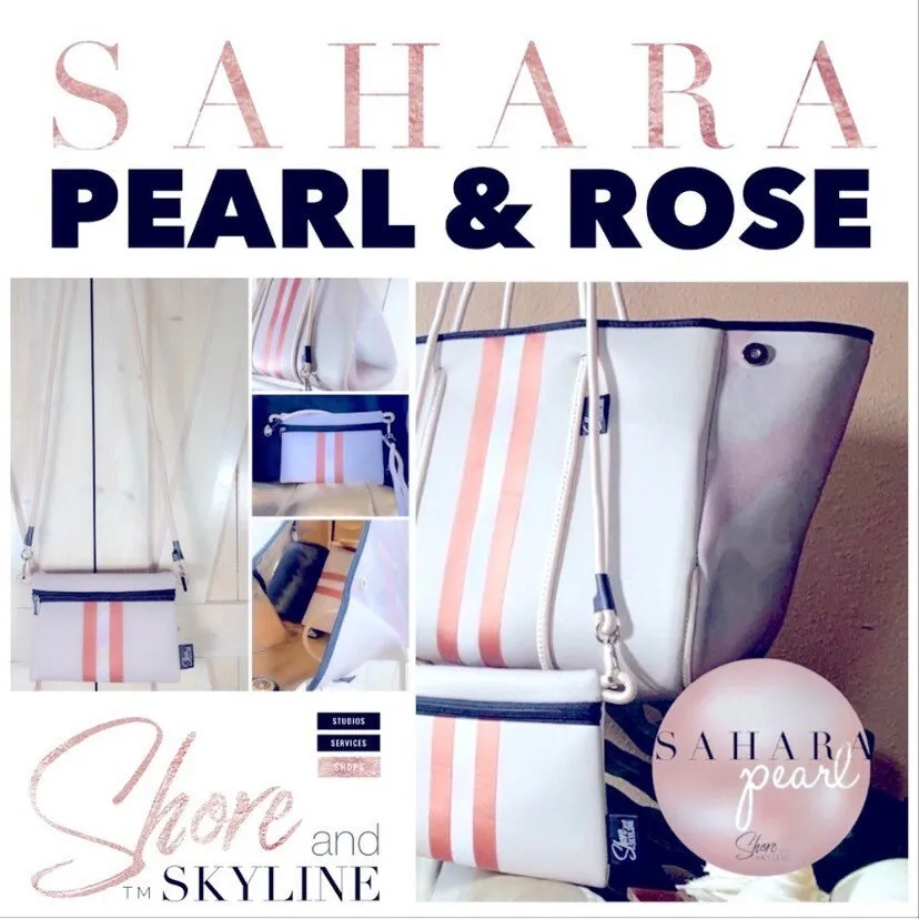 NEOPRENE Tote © Opal Leopard Rose 2.0 waterproof cream bag   metallic rose gold racing stripes > bridal baby shower birthday graduation gift
