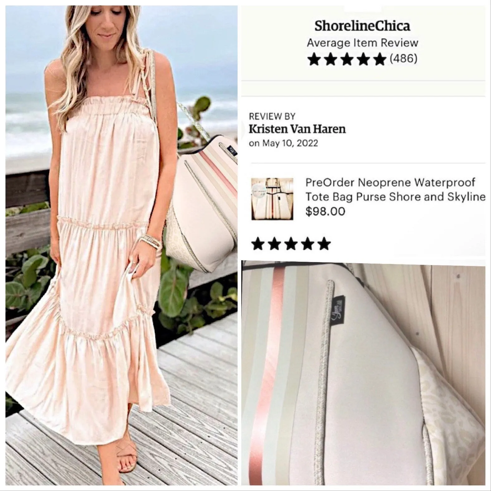 NEOPRENE Tote © Opal Leopard Rose 2.0 waterproof cream bag   metallic rose gold racing stripes > bridal baby shower birthday graduation gift