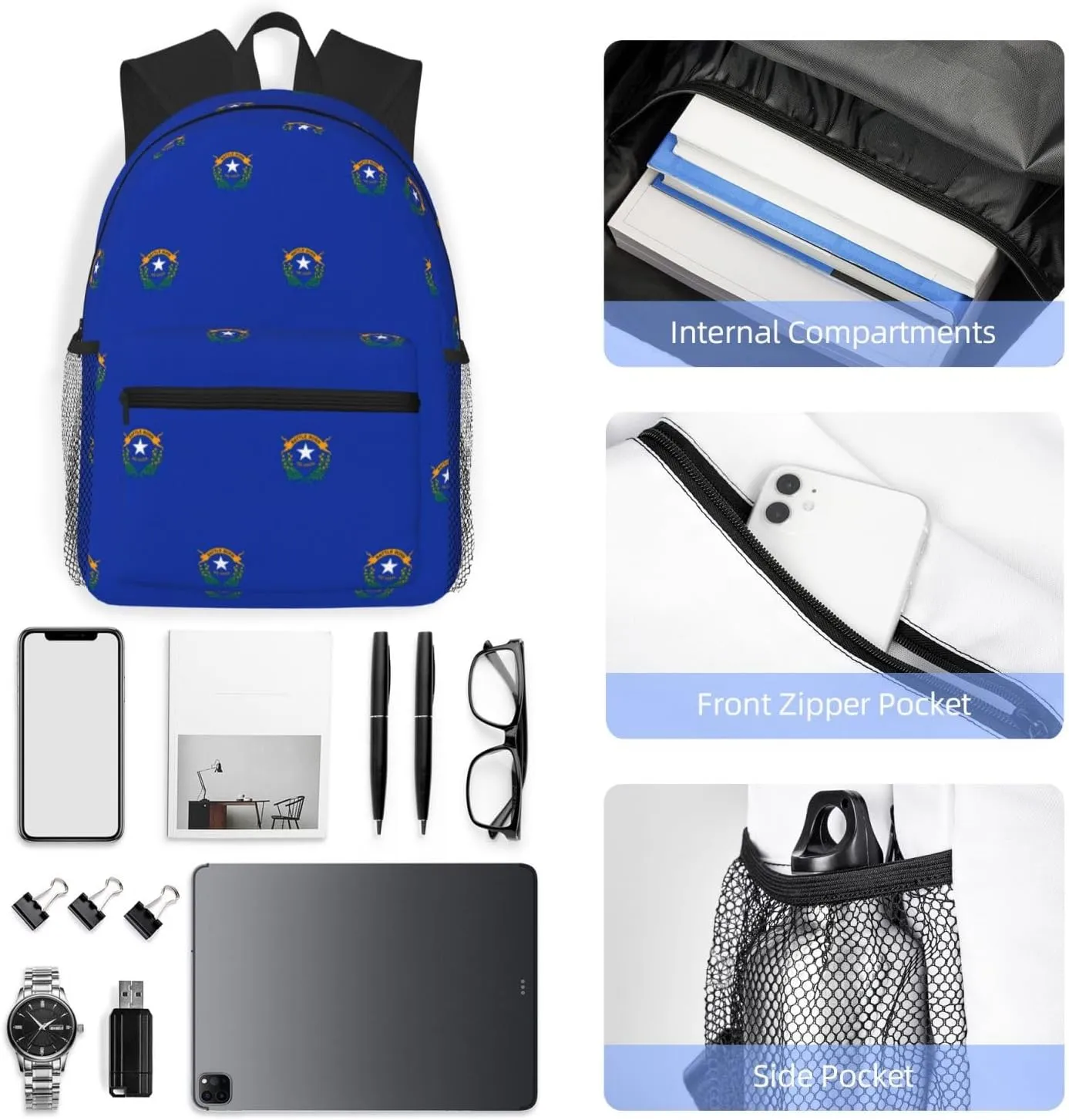 Nevada State Flag Men Women Office Laptop Backpack,Work Bag 15.7 Inch Business Travel Bags Large Capacity