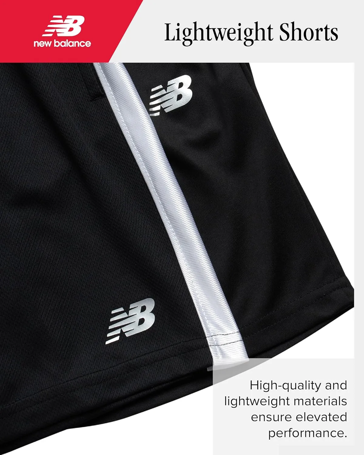 New Balance Boys Athletic Shorts - 4 Pack Moisture-Wicking Performance Mesh Shorts for Boys for Running and Sports (4-20)