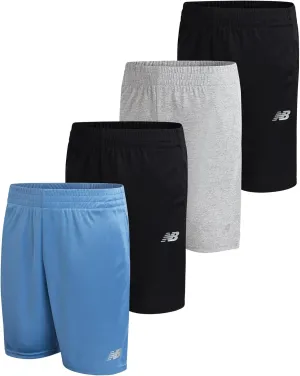 New Balance Boys Athletic Shorts - 4 Pack Moisture-Wicking Performance Mesh Shorts for Boys for Running and Sports (4-20)