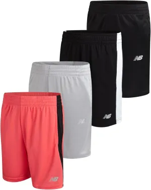 New Balance Boys Athletic Shorts - 4 Pack Moisture-Wicking Performance Mesh Shorts for Boys for Running and Sports (4-20)