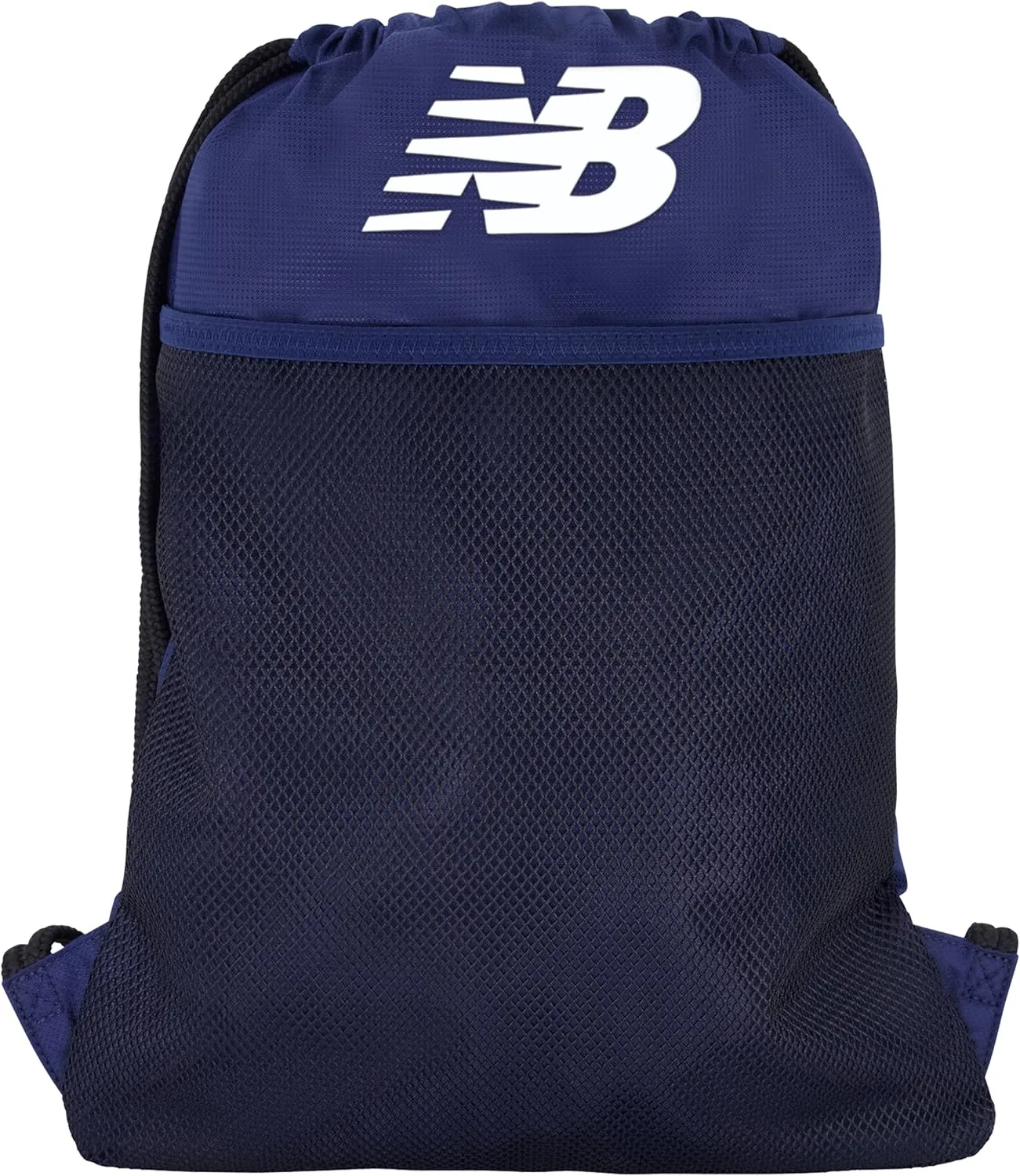 New Balance Drawstring Backpack, Sports Cinch Gym Bag with Shoe Compartment, Navy, 17.5 Inch
