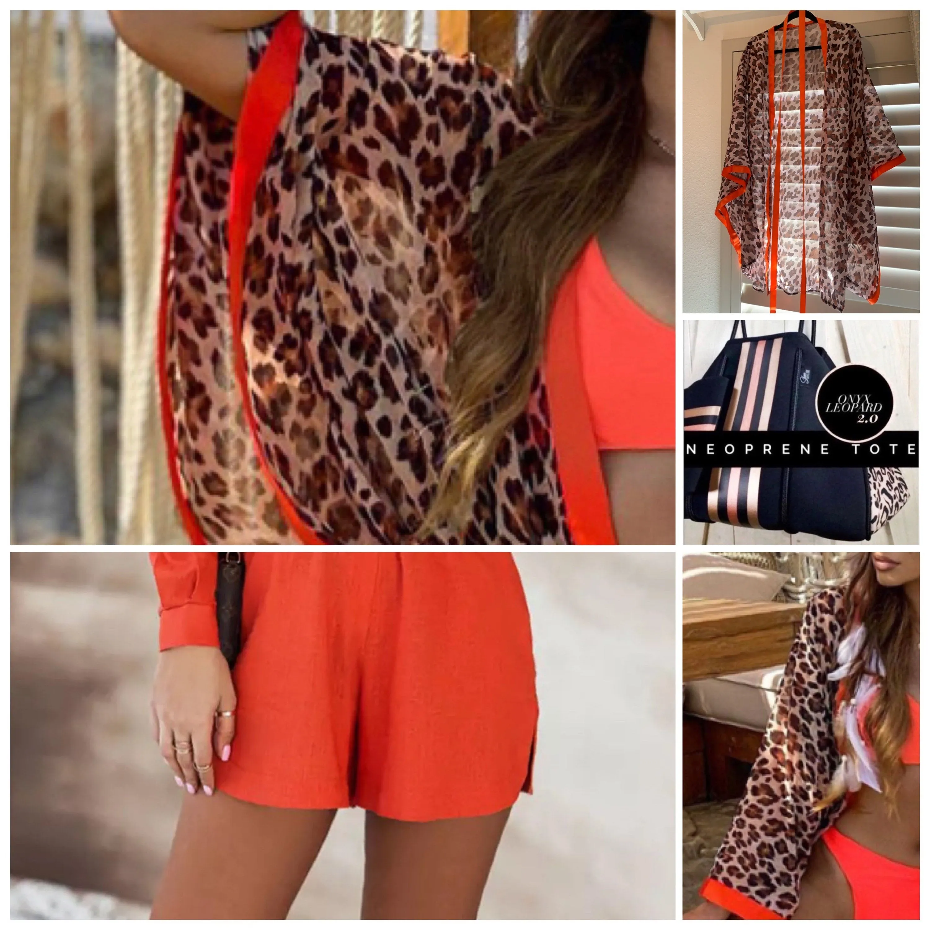new subSahara Leopard Zest kimono / lounge wrap / beach cover-up beige khaki orange animal print