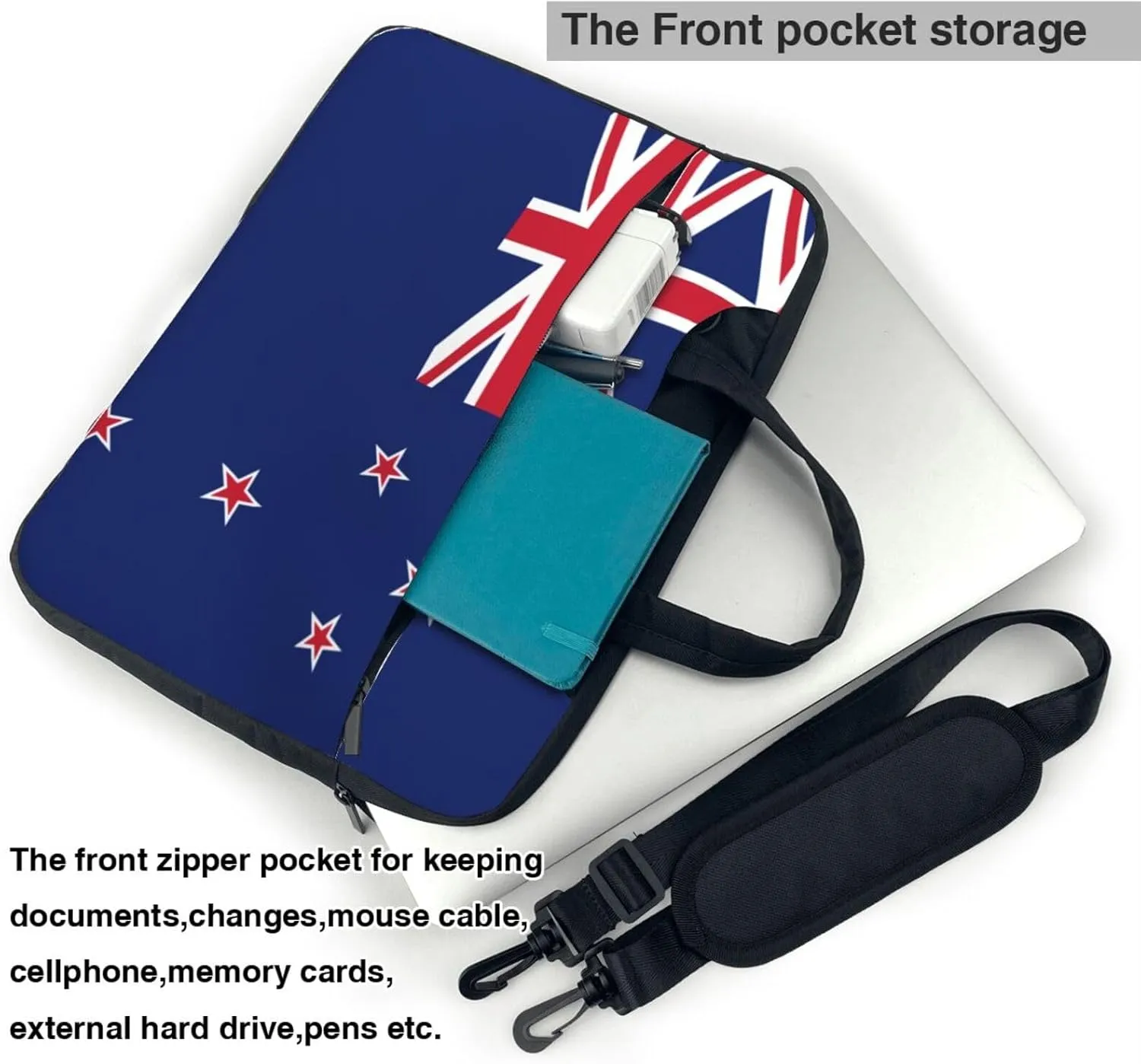 New Zealand Flag Print Practical Laptop Case Laptop Bag - Stylish Messenger Bag & Laptop Shoulder Bag