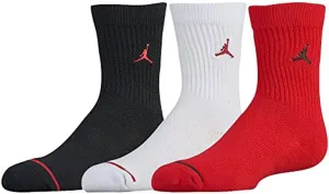 NIKE AIR JORDAN JUMPMAN CREW SOCKS - BOYS' GRADE SCHOOL (7-9 (Shoe 3Y-5Y), Black/White/Gym Red)