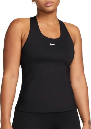 Nike Women's Swoosh Medium-Support Padded Sports Bra Tank, Black/Black/White, M