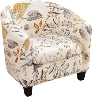 NILUOH Club Chair Slipcover 2 Piece Stretch Barrel Chair Covers Printed Tub Chair Slipcovers Soft Accent Armchair Sofa Protector for Living Room（Flowers 1）