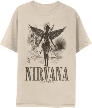 Nirvana in Utero Distressed Logo Adult Short Sleeve T Shirt 90s Grunge Music Vintage Style Graphic Tees
