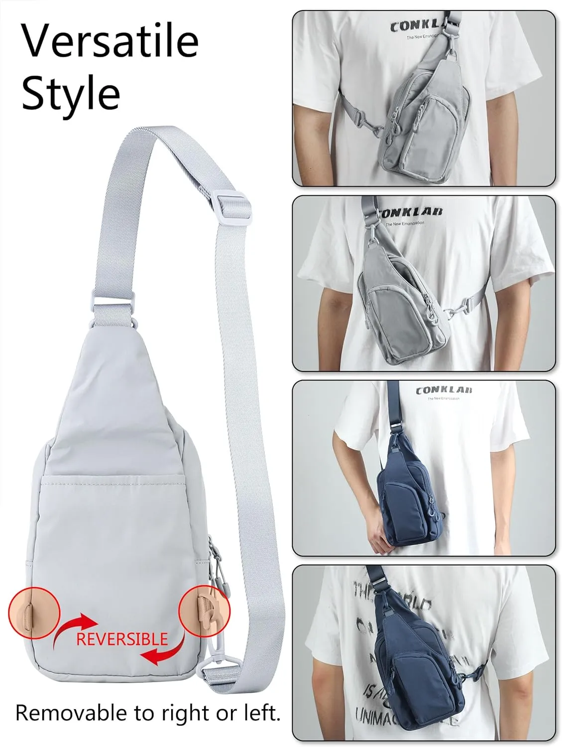 Niumike Small Sling Bag with Adjustable Straps Crossbody Chest Bags Daily Backpack for Women Men Outdoor Traveling Hiking