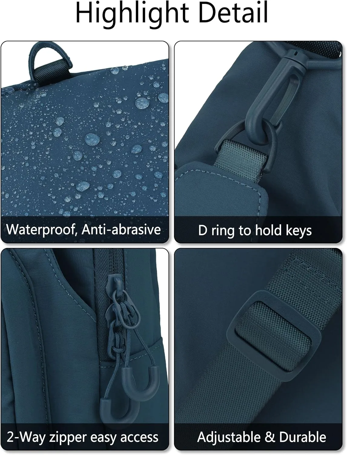 Niumike Small Sling Bag with Adjustable Straps Crossbody Chest Bags Daily Backpack for Women Men Outdoor Traveling Hiking