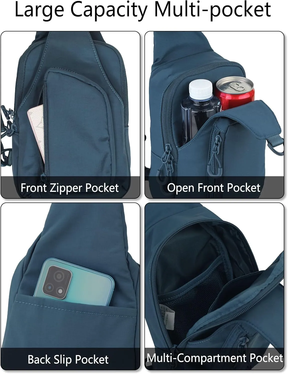 Niumike Small Sling Bag with Adjustable Straps Crossbody Chest Bags Daily Backpack for Women Men Outdoor Traveling Hiking