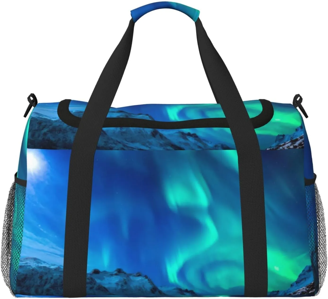 Northern Lights Print Travel Duffle Bag Large Capacity Tote Stylish Weekender Bag for Outdoor Activities