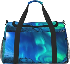 Northern Lights Print Travel Duffle Bag Large Capacity Tote Stylish Weekender Bag for Outdoor Activities
