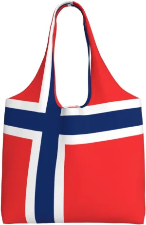Norwegian flag Printed single-shoulder canvas bag, fashionable daily canvas bag, suitable for daily travel and shopping