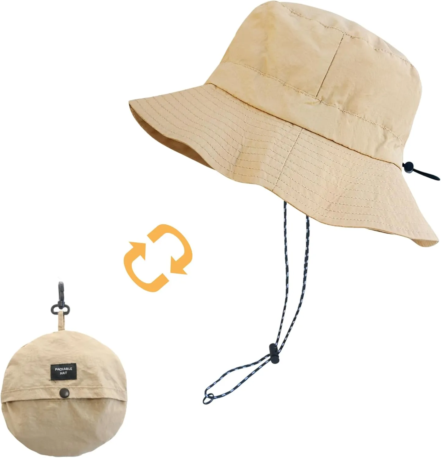 NPJY Packable Quick Dry Sun Bucket Hats for Women Lightweight Outdoor Waterproof Rain Hat with Detachable Chin Strap