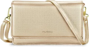 nuoku Crossbody Bag for Women Cellphone Little Purse with Credit Card Slots Lightweight Leather Wristlet Wallet