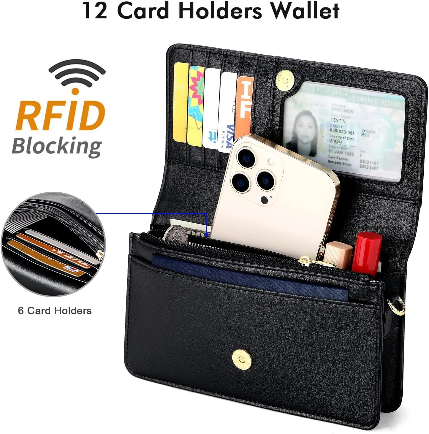 nuoku Crossbody Bag for Women Cellphone Little Purse with Credit Card Slots Lightweight Leather Wristlet Wallet