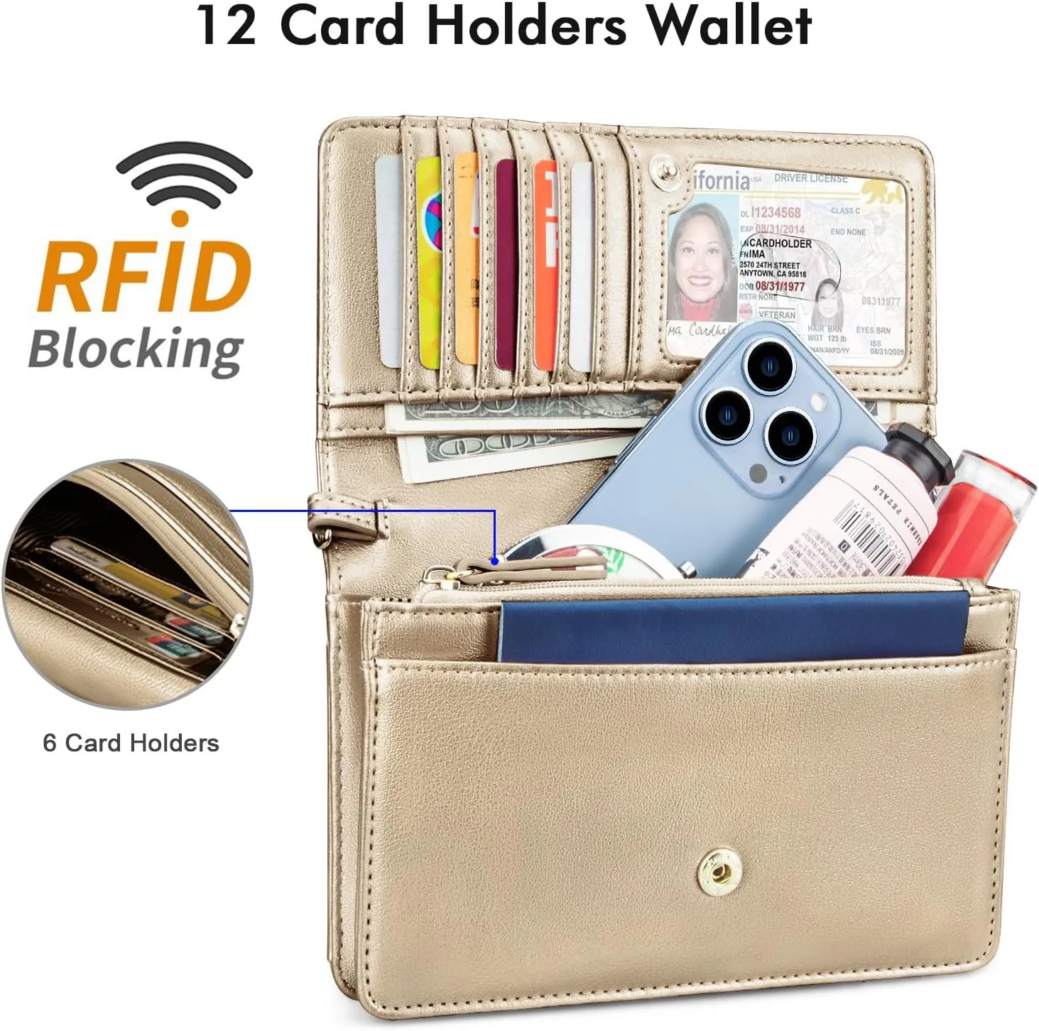 nuoku Crossbody Bag for Women Cellphone Little Purse with Credit Card Slots Lightweight Leather Wristlet Wallet