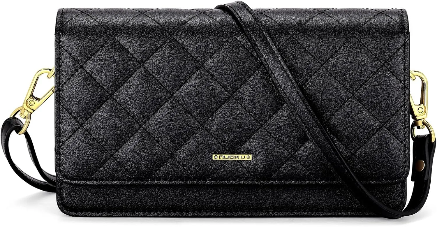 nuoku Crossbody Bag for Women Cellphone Little Purse with Credit Card Slots Lightweight Leather Wristlet Wallet