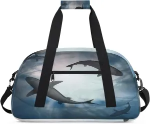 Ocean Shark Gym Duffel Bag for Men Women Animal Shark Sports Tote Bag with Adjustable Shoulder Strap for Dance Gymnastics Traveling Outdoor Camping Overnight Stay