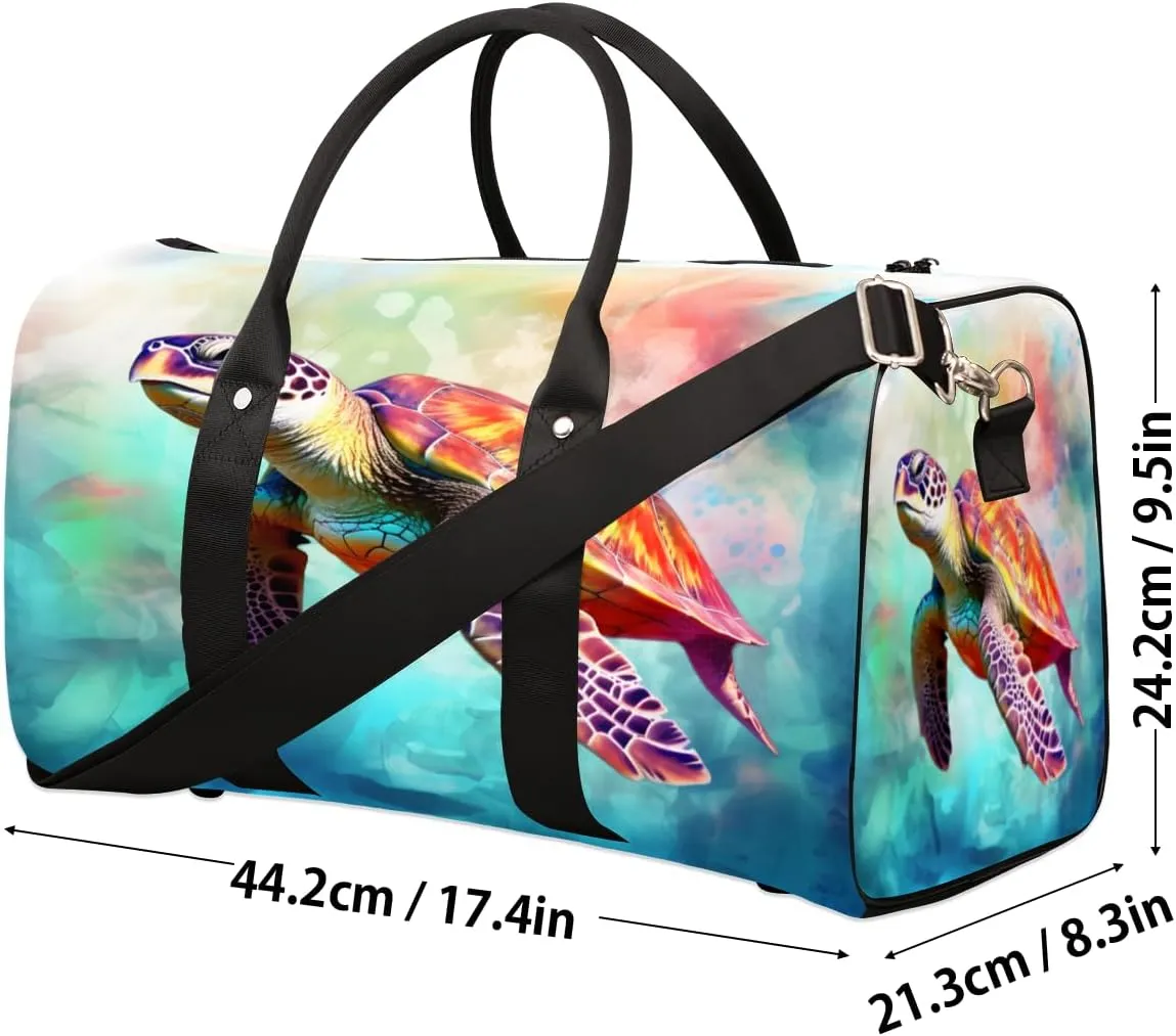 Ocean Turtle Travel Duffle Bag, Sports Gym Bags for Women Men, Carry On Weekender Overnight Bag, Sea Turtle Workout Hospital Airplane Trips Bag