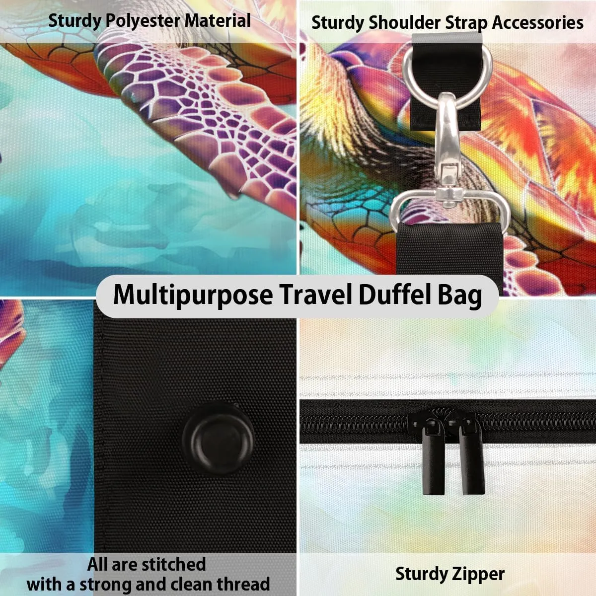 Ocean Turtle Travel Duffle Bag, Sports Gym Bags for Women Men, Carry On Weekender Overnight Bag, Sea Turtle Workout Hospital Airplane Trips Bag