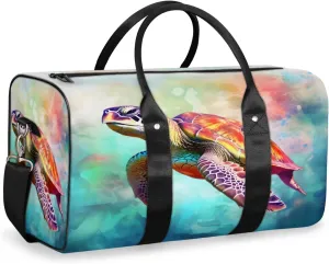 Ocean Turtle Travel Duffle Bag, Sports Gym Bags for Women Men, Carry On Weekender Overnight Bag, Sea Turtle Workout Hospital Airplane Trips Bag