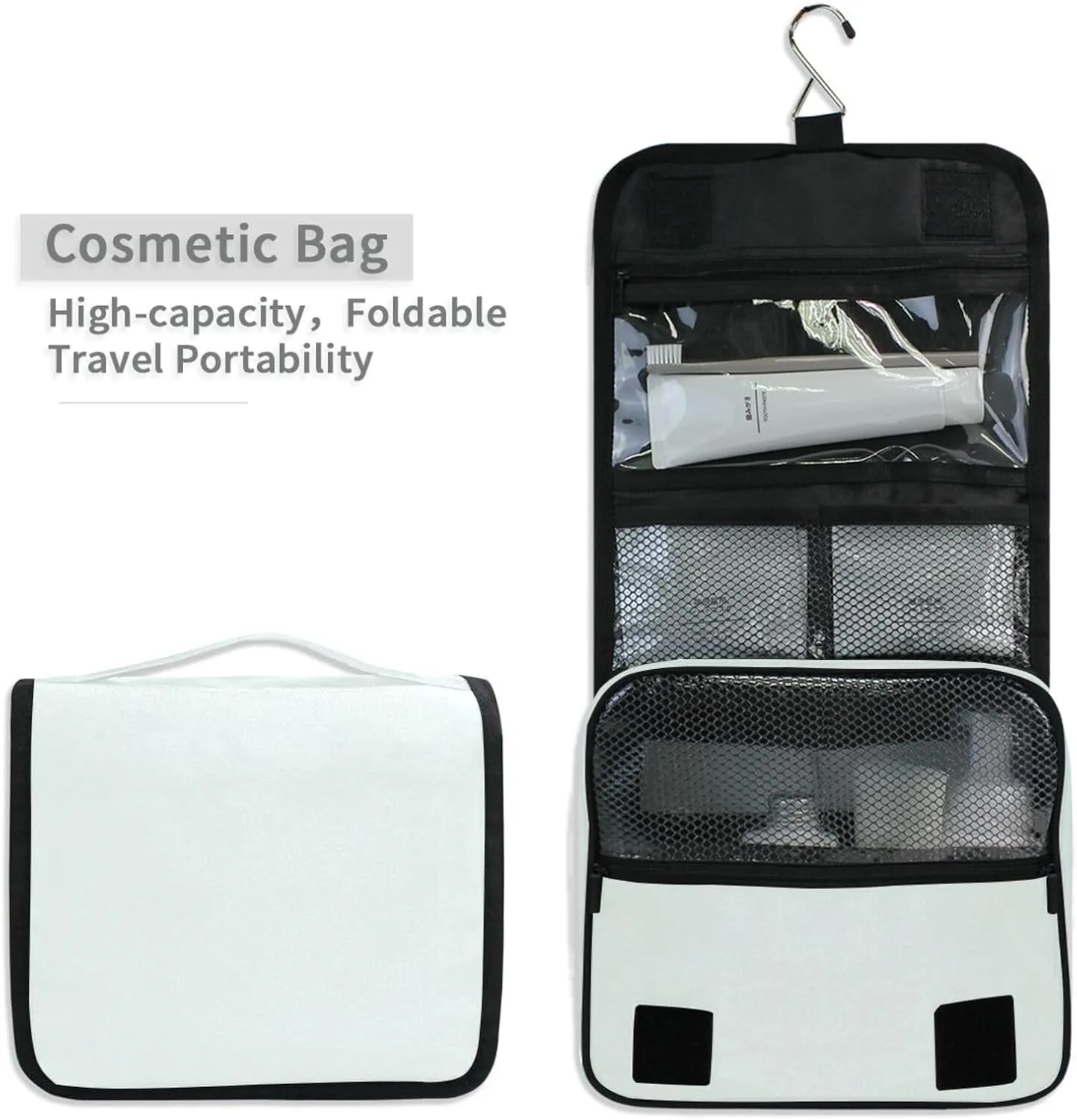 ODAWA Mint Cream Toiletry Bag Large Capacity Makeup Organizer Spacious Toiletry Bag for Women and Men