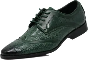 ODN Men's Alligator Crocodile Print Oxfords Fashion Lace Up Dress Shoes
