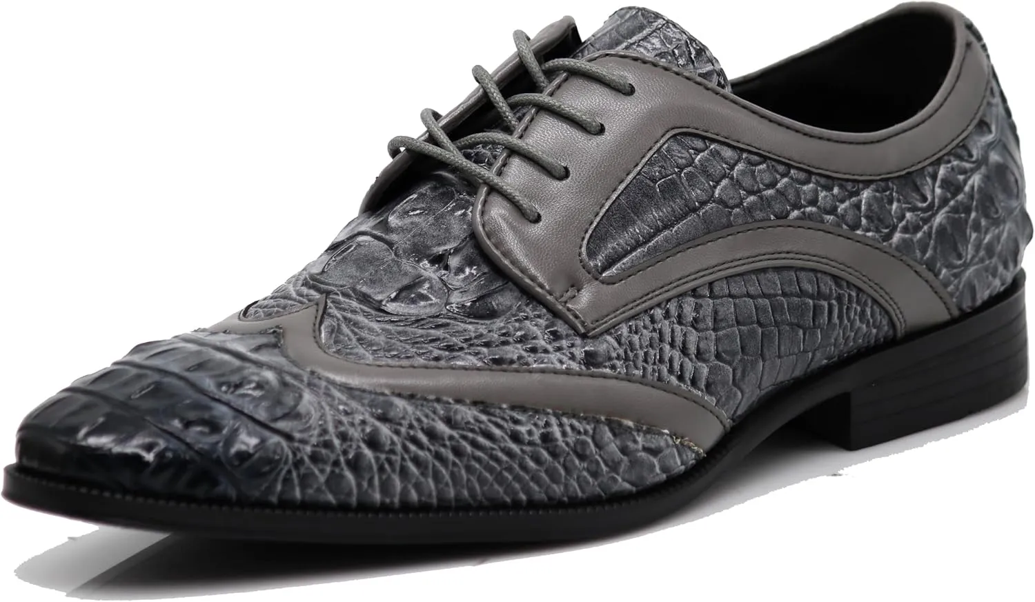 ODN Men's Alligator Crocodile Print Oxfords Fashion Lace Up Dress Shoes