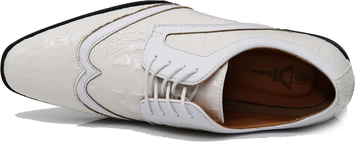 ODN Men's Alligator Crocodile Print Oxfords Fashion Lace Up Dress Shoes