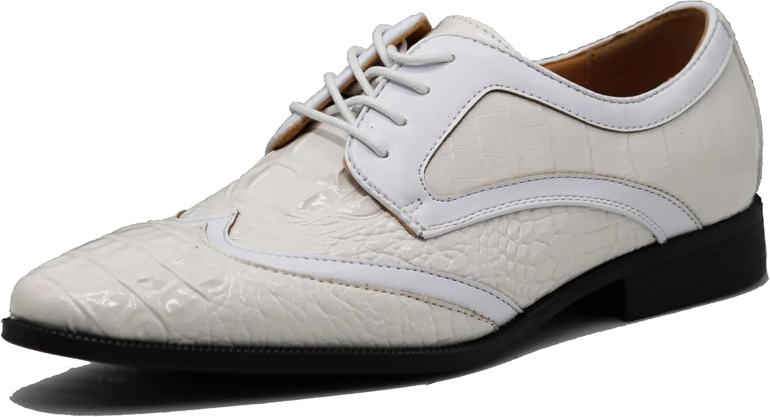 ODN Men's Alligator Crocodile Print Oxfords Fashion Lace Up Dress Shoes