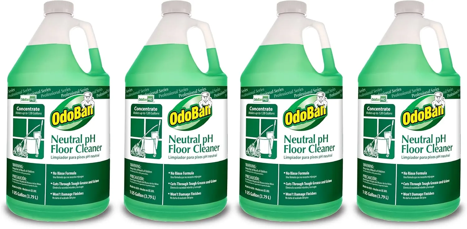 OdoBan Professional Series Neutral pH No Rinse Floor Cleaner Concentrate, 4 Gallons