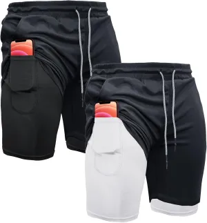 OEBLD Mens Athletic Shorts 2-in-1 Gym Workout Running 7'' Shorts with Towel Loop