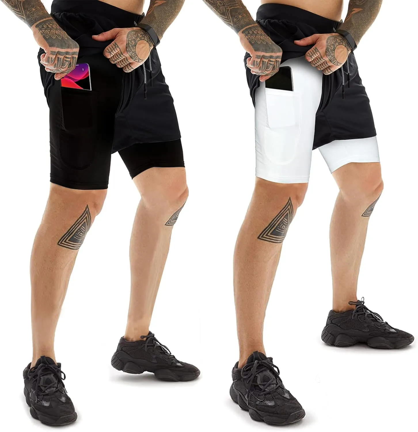 OEBLD Mens Athletic Shorts 2-in-1 Gym Workout Running 7'' Shorts with Towel Loop