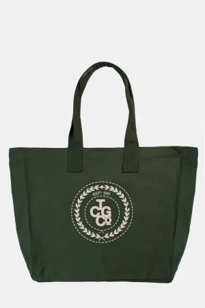 Olive 100% Recycled Cotton Market Tote - ESTd Logo