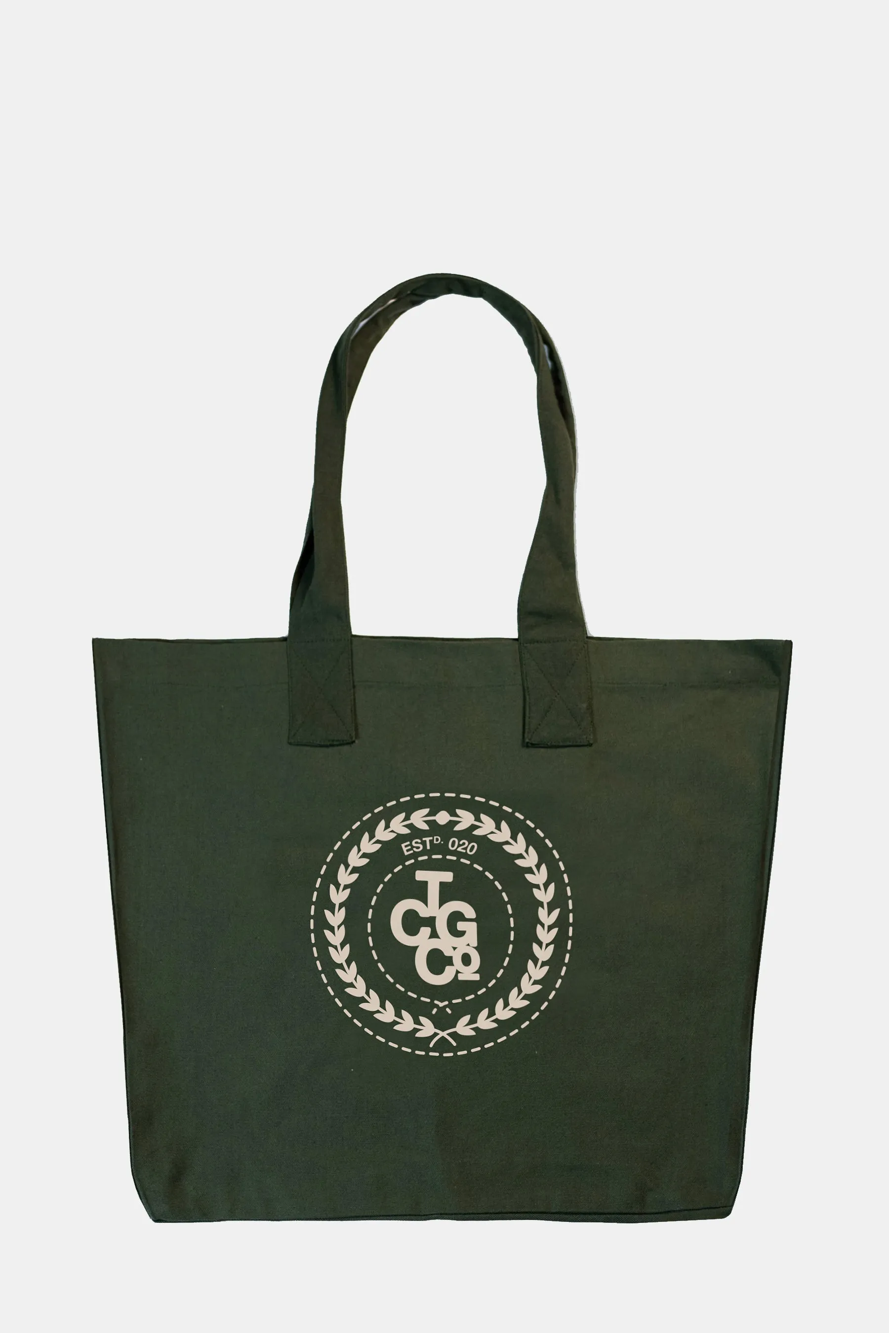 Olive 100% Recycled Cotton Market Tote - ESTd Logo