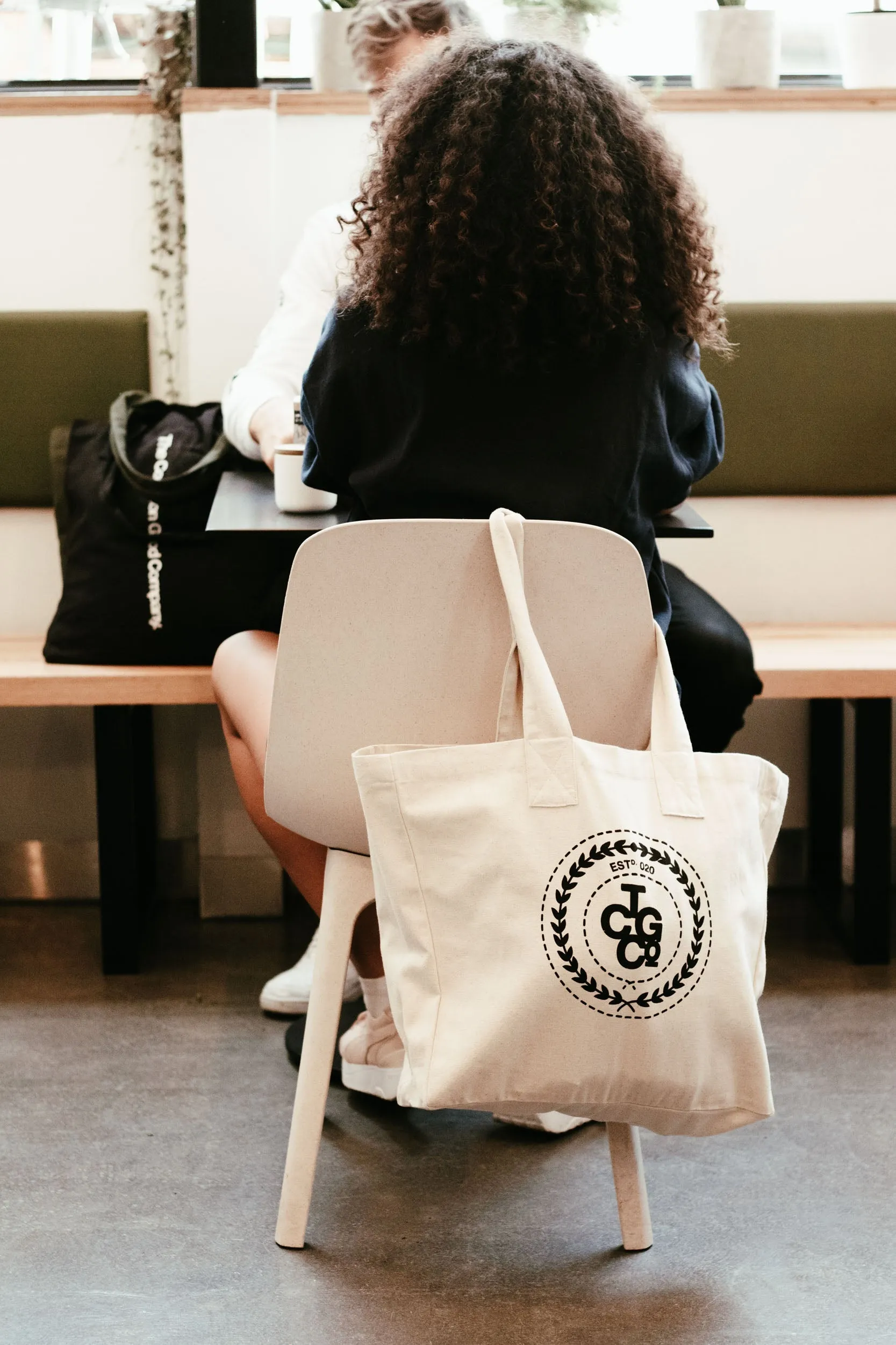 Olive 100% Recycled Cotton Market Tote - ESTd Logo