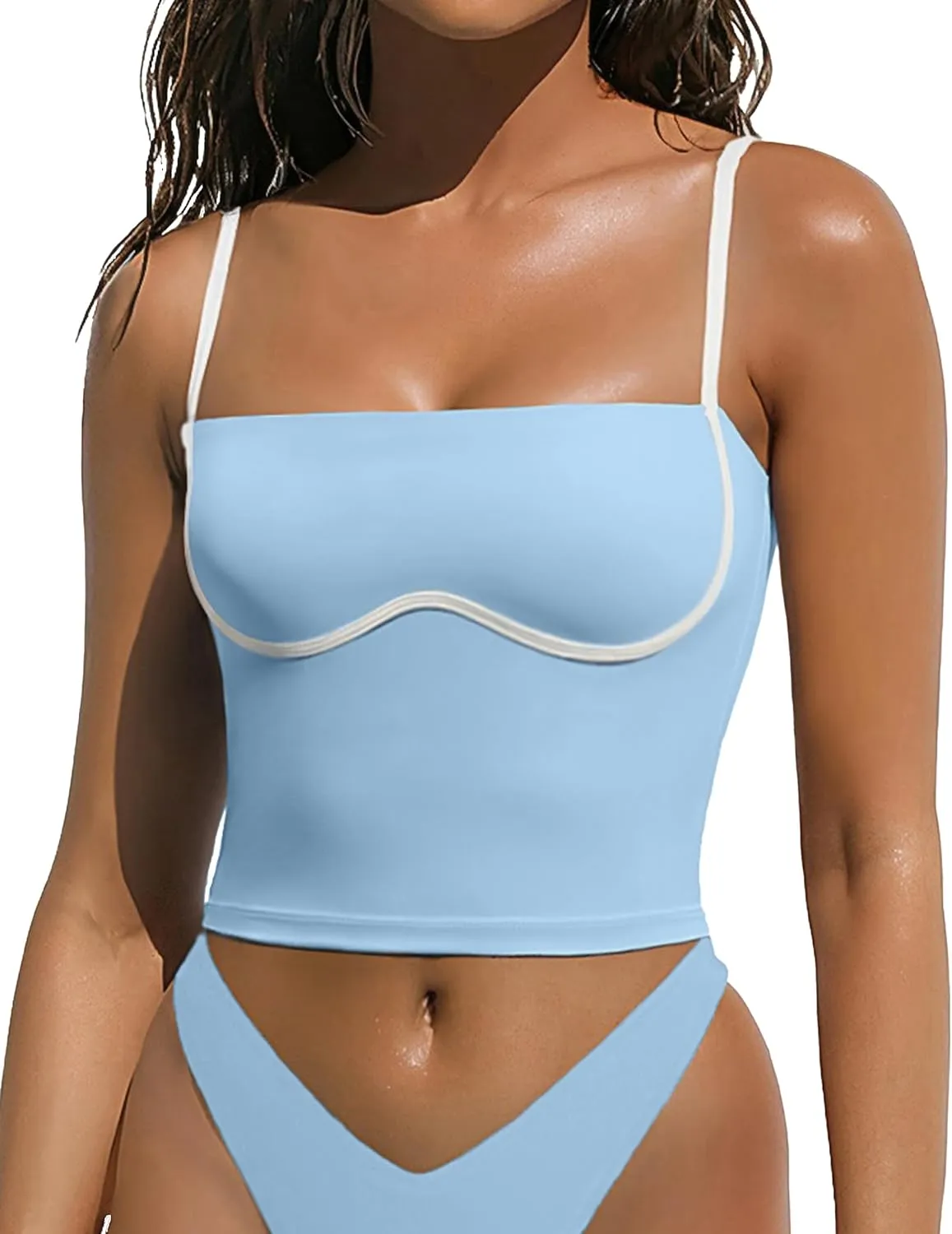 OMKAGI Womens Workout Tank Tops Adjustable Strap Longline Sports Bra Padded Sleeveless Top