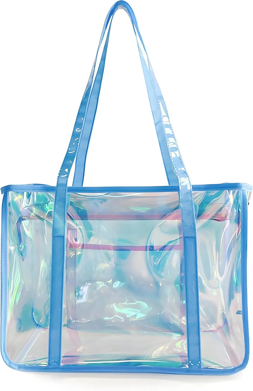 ONEART Holographic Clear Tote Bags, Waterproof Shoulder Bag, Clear Tote Bag with Zipper, Unisex Handbag